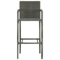 NNEVL 5 Piece Outdoor Bar Set with Armrest Poly Rattan Grey