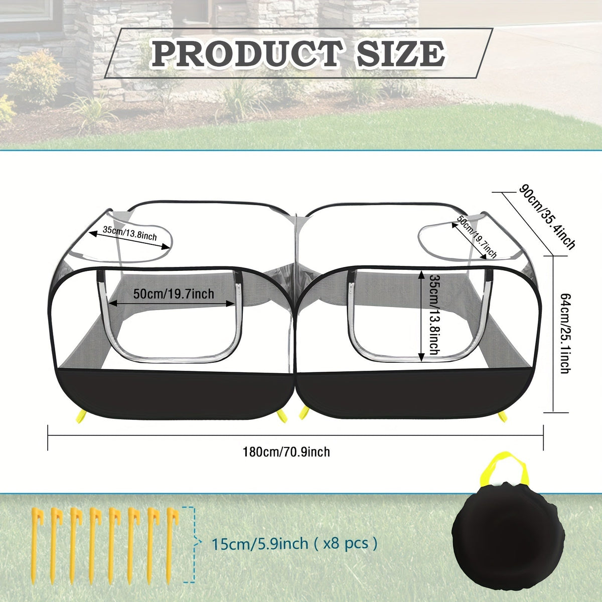 Large Foldable Chicken Pet Cage Tent with Mesh