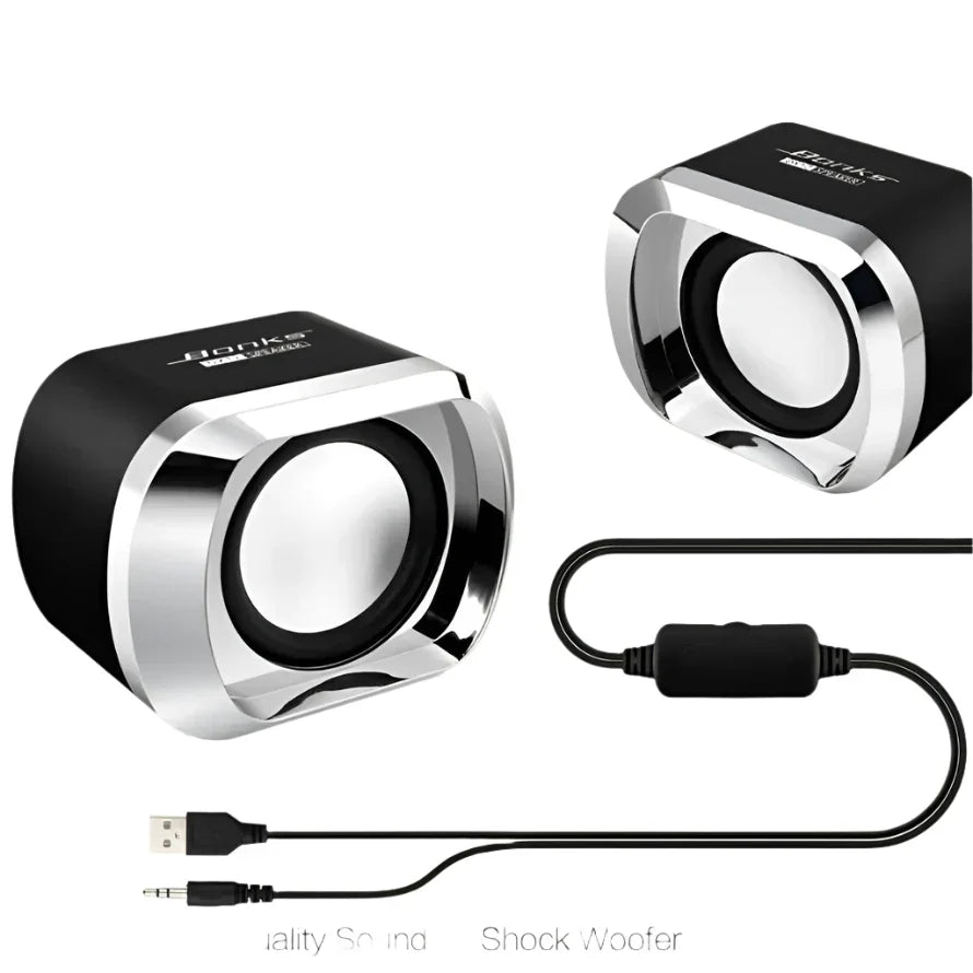 Portable Bass Computer Speakers with Subwoofer (Black)