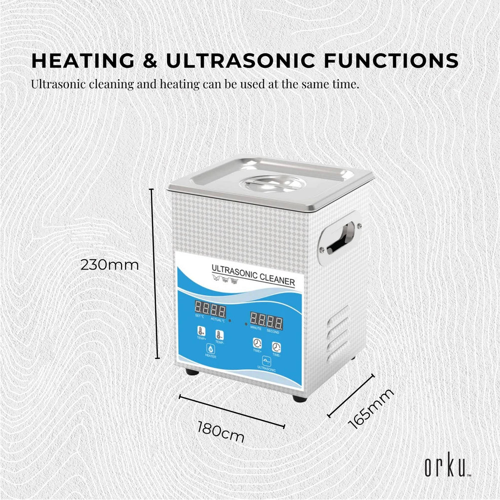 Orku 2L Digital Ultrasonic Jewellery Cleaner for Watches and Parts
